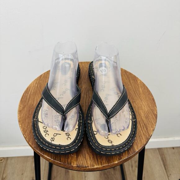 BOC black Leather Strap Thong Sandals Women’s Size 10 - Picture 3 of 9